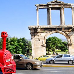 Athens Happy Train at the Handrian Arch